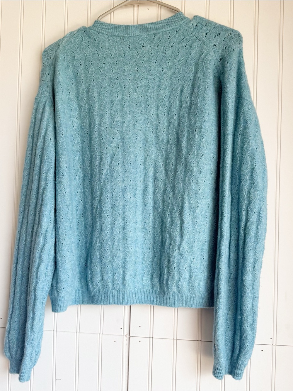 J. Crew Size S Green Supersoft Pointelle Bubble-Hem Cardigan Sweater - Picture 4 of 7